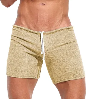 Men Trunks Athletic Gym Shorts Sexy Low Waist Drawstring Fitness Bodybuilding Capris Stretch Muscle Casual Beach Pant
