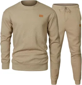 Men's 2 Piece Sweatsuits Outfits Casual Crewneck Sweatshirt Joggers Sweatpants Long Sleeve Tracksuit Sets