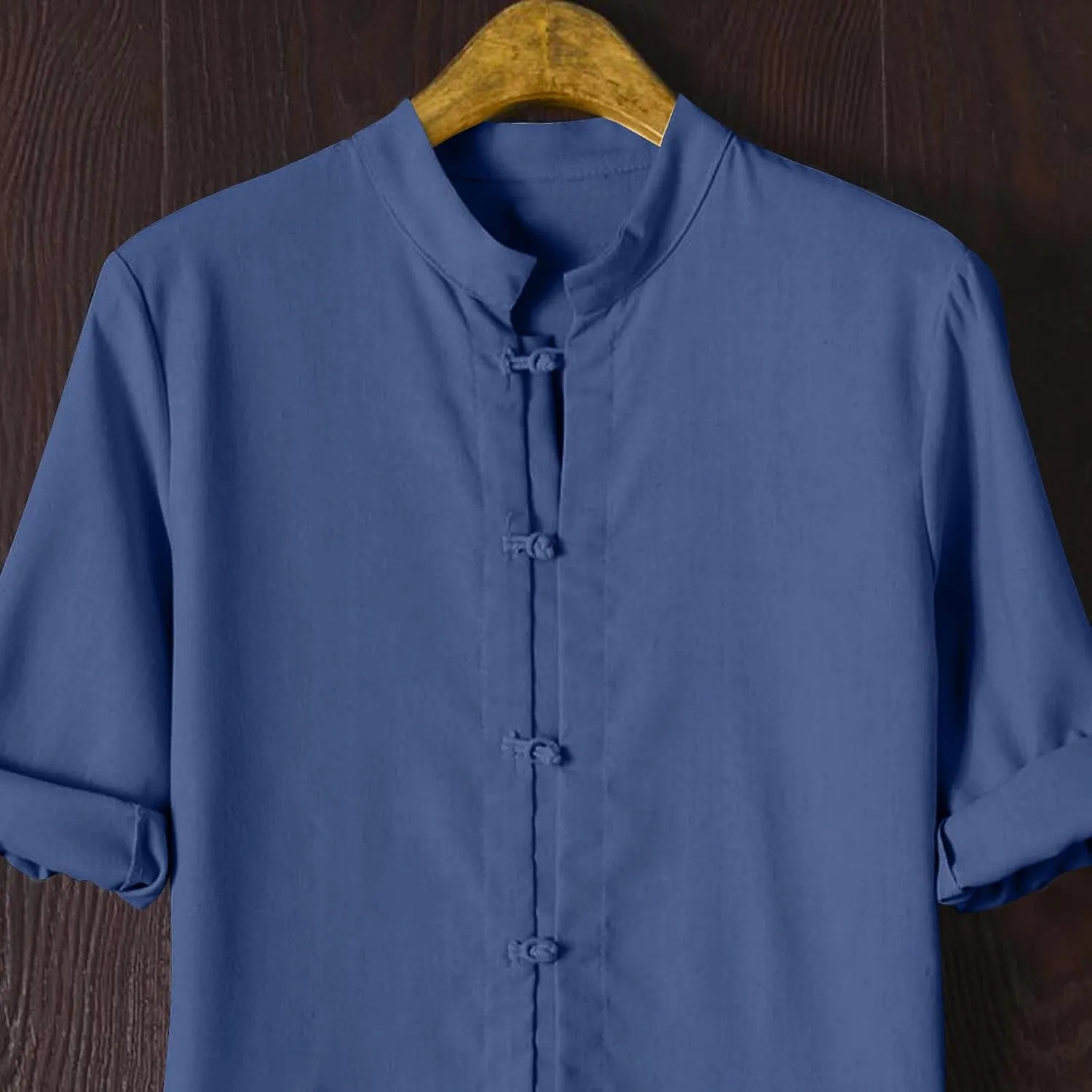Mens 3/4 Length Sleeve Shirts Casual Button Up Summer Linen Shirt Loose Fit Solid Color Vacation Trendy Outfits