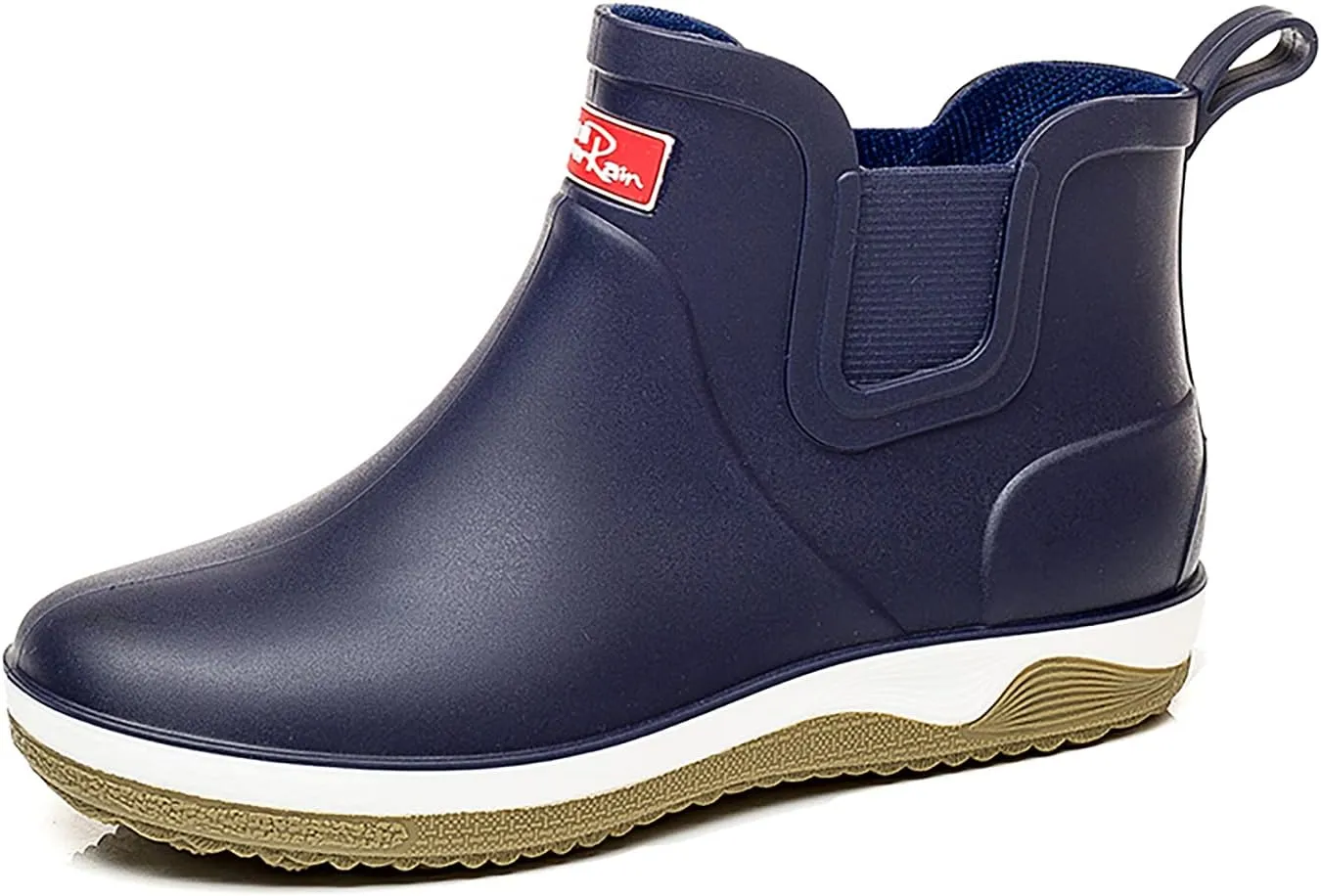 Mens Ankle Rain Boots Waterproof Chelsea Boots Slip-On Garden Work Shoes Rain Footwear