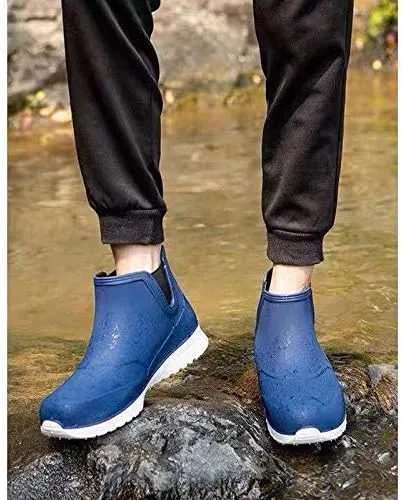 Men's Ankle Rain Boots Waterproof Short Rain Shoes for Garden Work