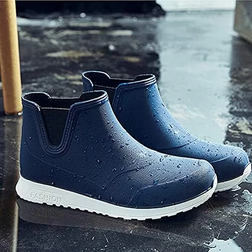 Men's Ankle Rain Boots Waterproof Short Rain Shoes for Garden Work