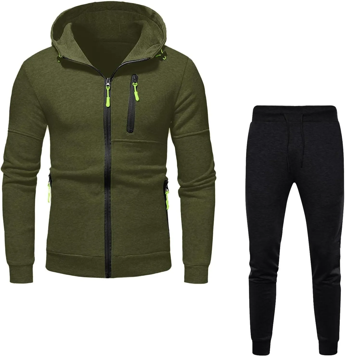Mens' Autumn Winter Long Sleeve Zipper Hooded Sweatshirt Cardigan Tops Hoodies for Men with Zip Pockets Lightweight