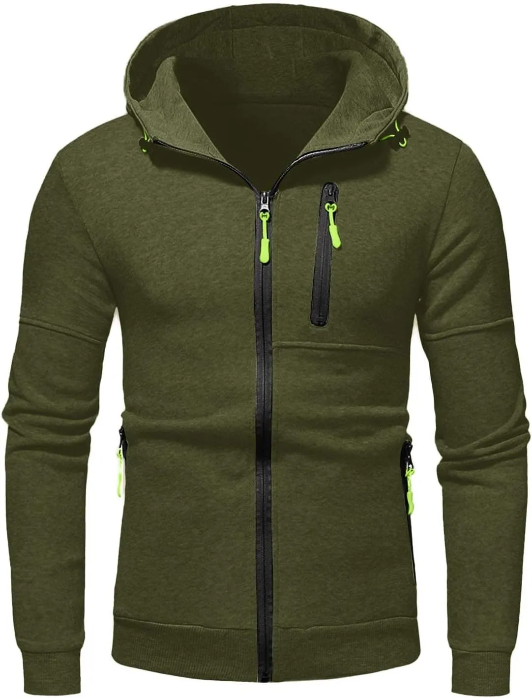 Mens' Autumn Winter Long Sleeve Zipper Hooded Sweatshirt Cardigan Tops Hoodies for Men with Zip Pockets Lightweight