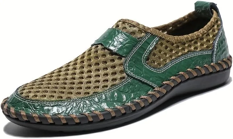 Men's Breathable Mesh Slip-On Loafer Shoes, Wear-Resistant Non-Slip Outdoor Shoes for Hiking, Spring and Summer Plus Size