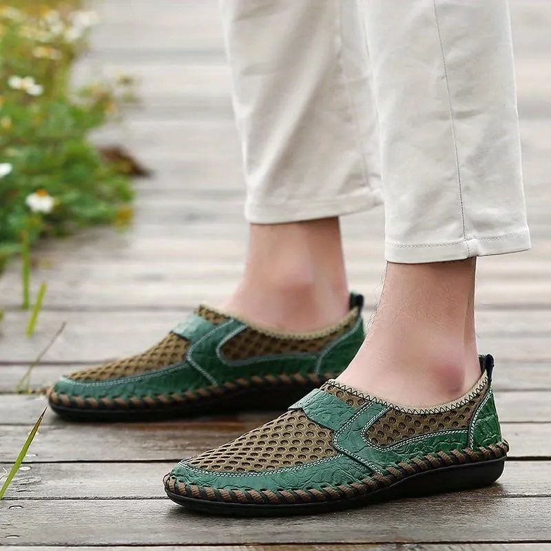 Men's Breathable Mesh Slip-On Loafer Shoes, Wear-Resistant Non-Slip Outdoor Shoes for Hiking, Spring and Summer Plus Size