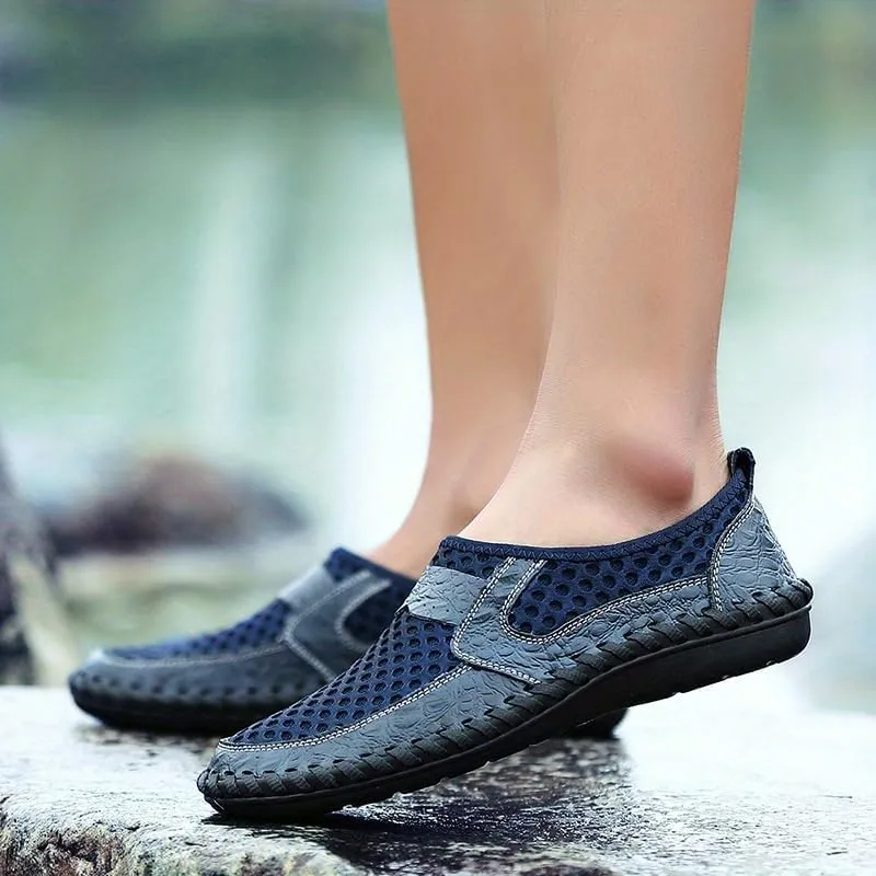 Men's Breathable Mesh Slip-On Loafer Shoes, Wear-Resistant Non-Slip Outdoor Shoes for Hiking, Spring and Summer Plus Size