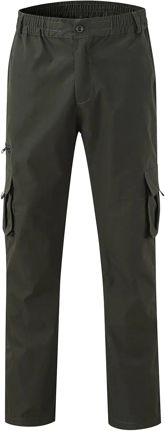 Mens Cargo Pants Casual and Warm Men's Solid Color Work Clothes Pockets and Tactical Pant Hiking Jogger for Men