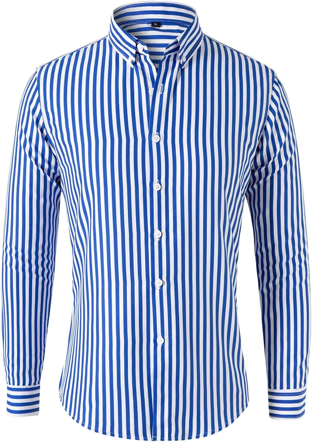 Mens Casual Business Vertical Striped Long Sleeve Button Down Dress Shirts for Casual Vertical Striped Shirt