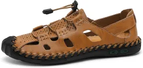 Mens Casual Closed Toe Leather Sandals Outdoor Fisherman Adjustable Sport Summer Shoes
