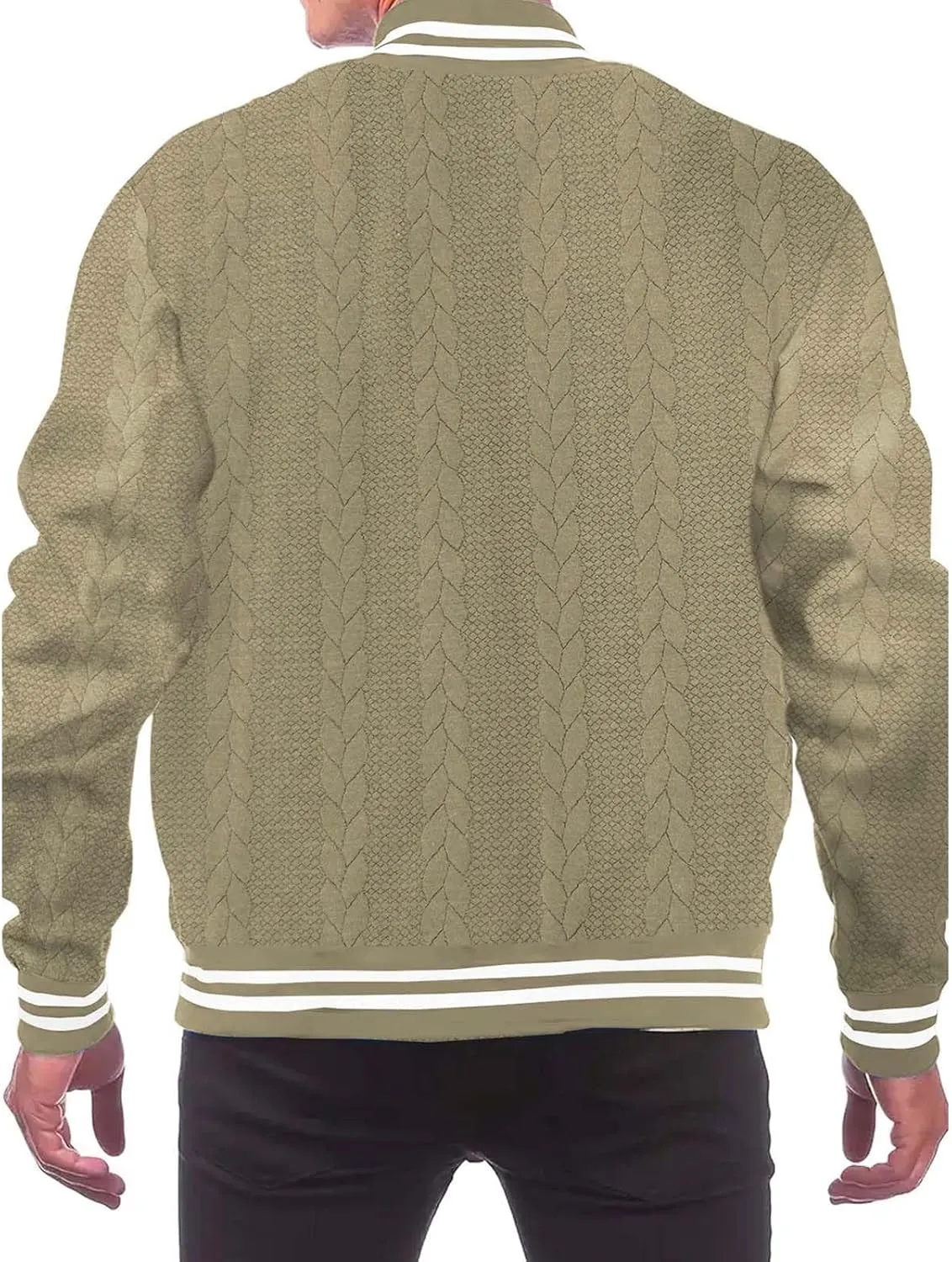 Men's Casual Varsity Jacket Classic Fit Vintage Buckle Jackets Lightweight Button Down Collarless Bomber Jackets