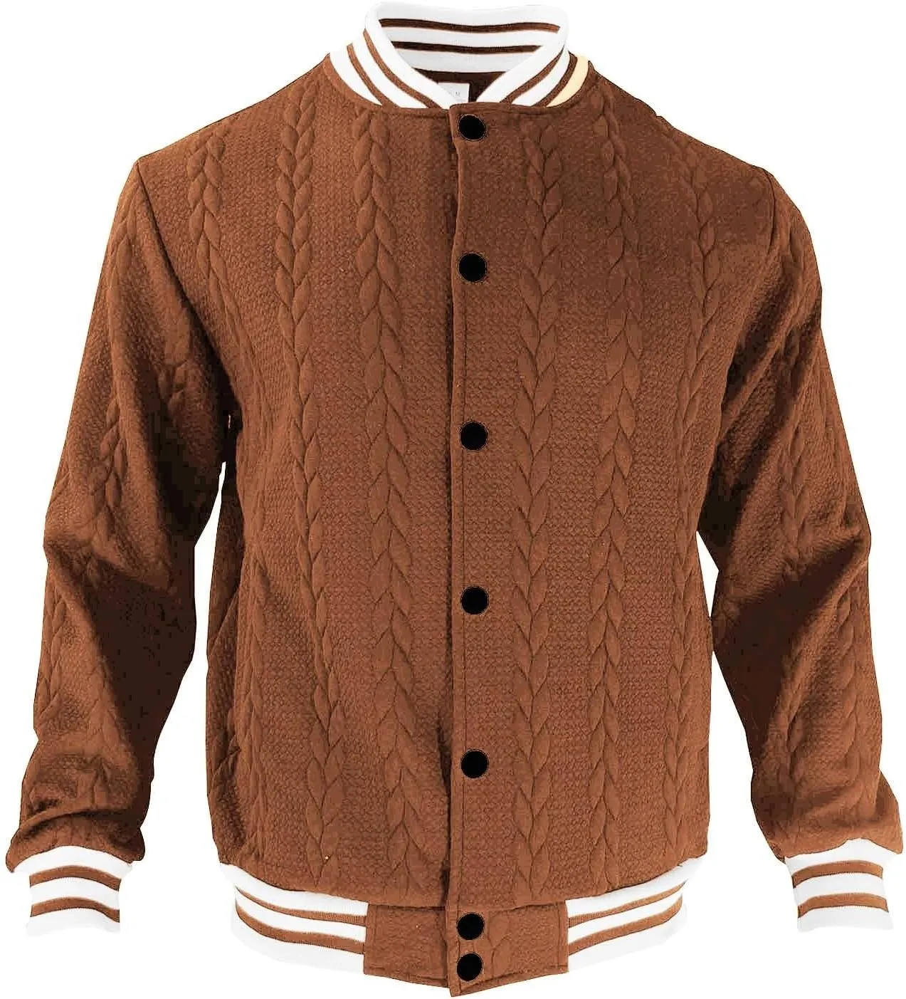 Men's Casual Varsity Jacket Classic Fit Vintage Buckle Jackets Lightweight Button Down Collarless Bomber Jackets