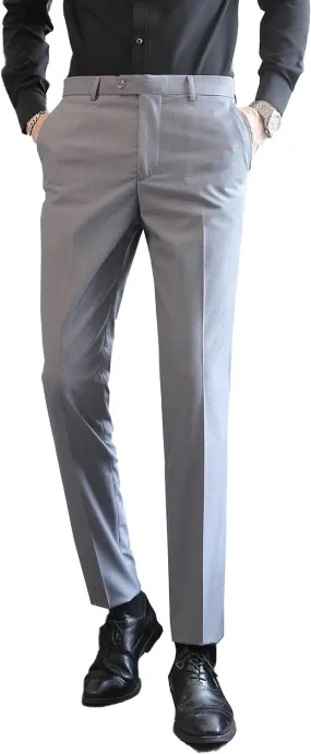 Mens Classic Suit Pants Straight Fit Modern Formal Dress Pants Separate Trousers