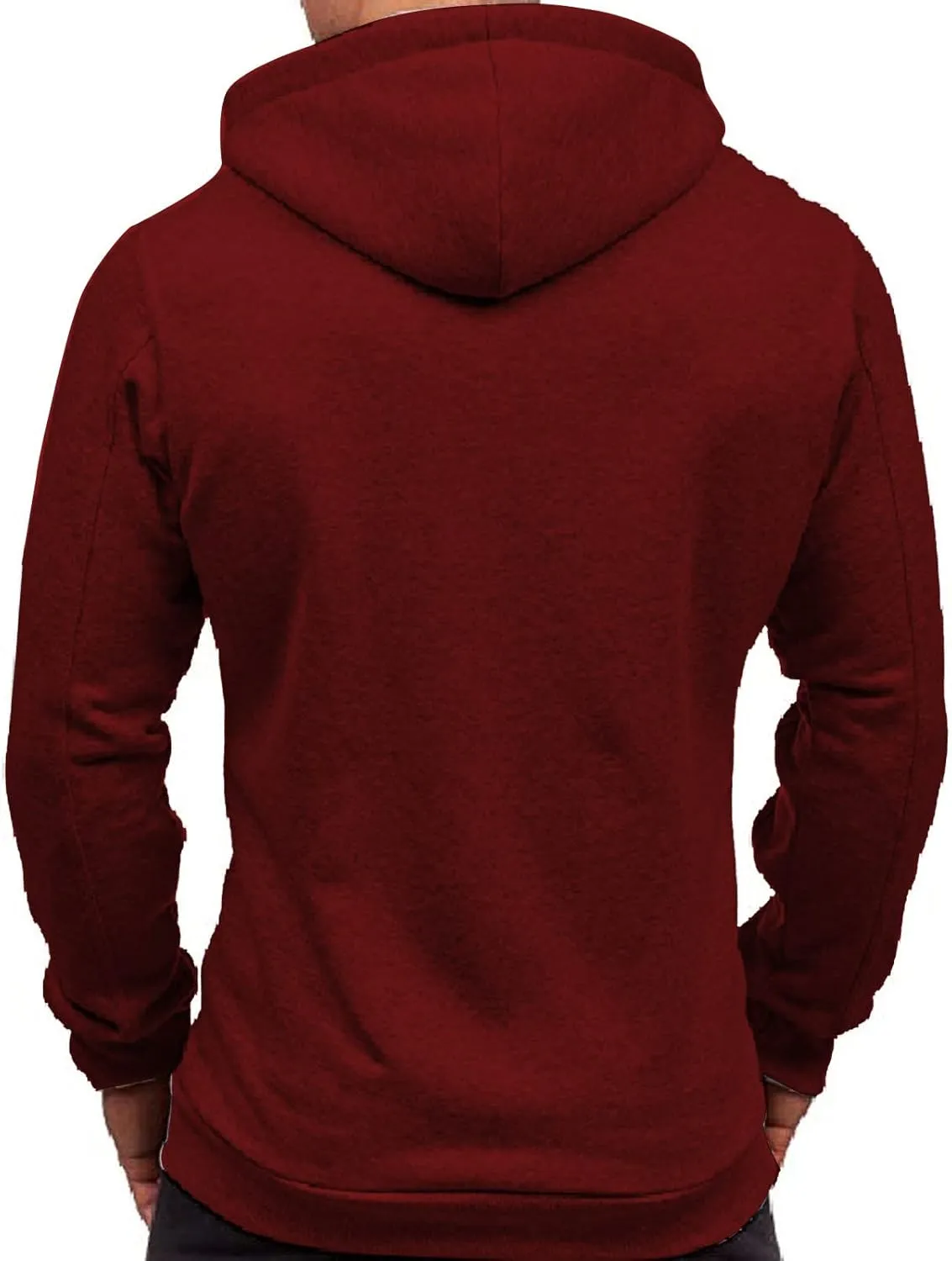Men's Color Zipper Pullover Long Sleeve Hooded Sweatshirt Tops Blouse