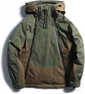 Mens down jacket Double Zippered Down Jacket Men's Winter Coat Warm Hooded Coat Parka Plus Size 5XL