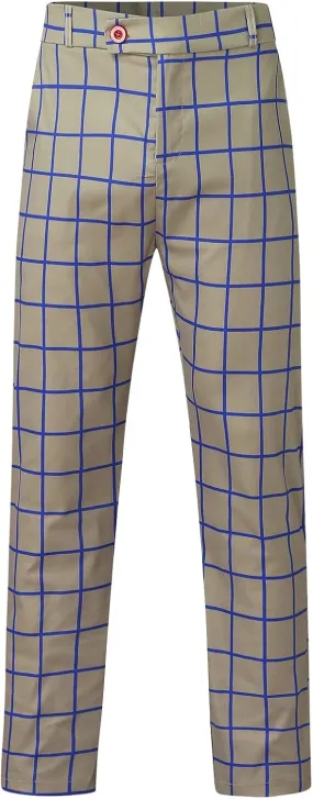Men's Dress Pants Plaid Slim Fit Expandable Waist Cozy Stretch Classic Hidden Formal Lightweight Premium Flat Front Pants