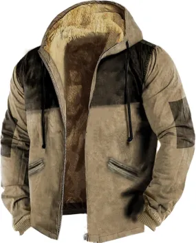 Mens Fleece Sherpa Lined Zip Up Hoodie Jackets, Long Sleeve Coat, Fleece Fur Lined Oversized Hoodies for Men