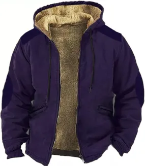 Mens Fleece Sherpa Lined Zip Up Hoodie Jackets, Long Sleeve Coat, Fleece Fur Lined Oversized Hoodies for Men