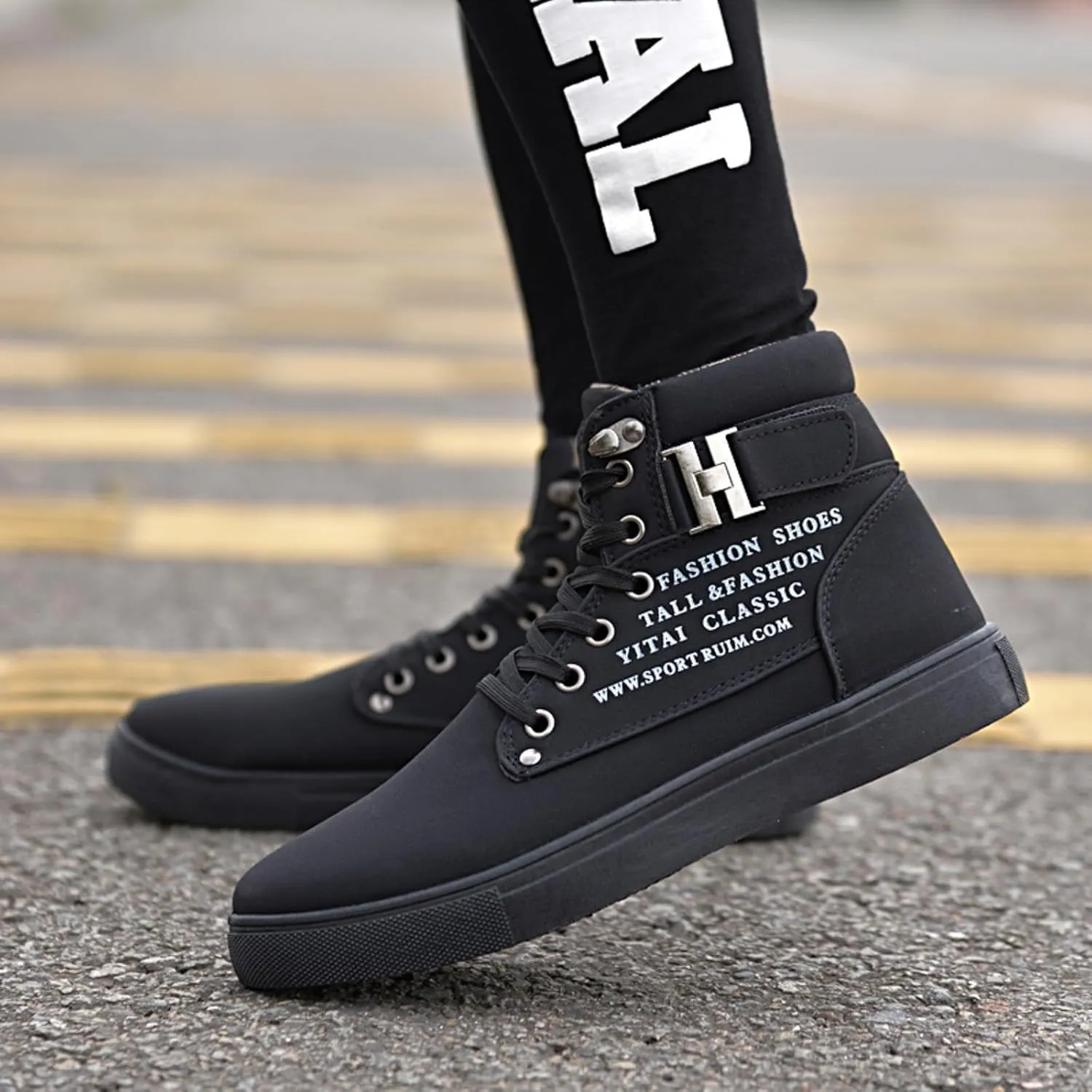 Men's High Top Sneakers Retro Casual Lace Up Sport Shoes Flat Bottom Walking Boots Men Size 11 Cowboy Boots