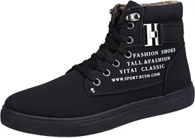 Men's High Top Sneakers Retro Casual Lace Up Sport Shoes Flat Bottom Walking Boots Men Size 11 Cowboy Boots