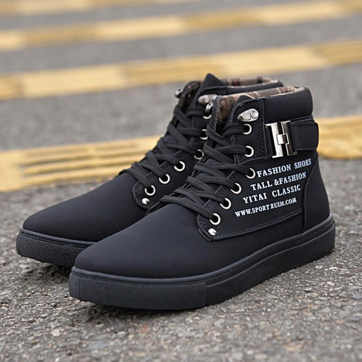 Men's High Top Sneakers Retro Casual Lace Up Sport Shoes Flat Bottom Walking Boots Men Size 11 Cowboy Boots
