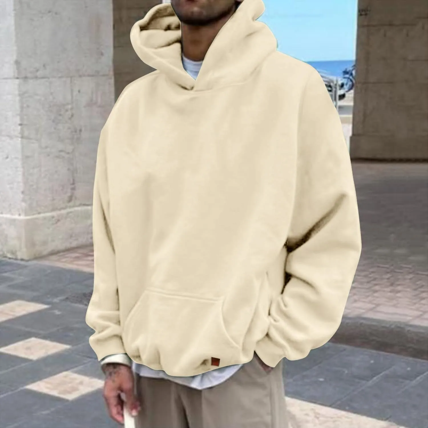 Mens Hoodie Heavyweight Fleece Hoodie Sweatshirt for Men Oversized Pullover Hoodie with Pocket Causal Sportswear