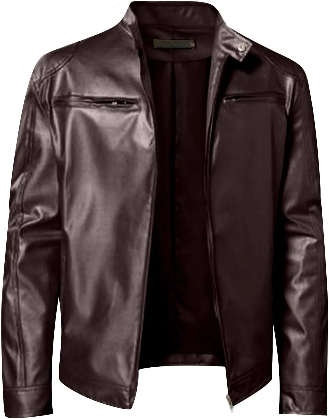 Men'S Leather & Faux Leather Jackets & Coats Fashion Men Autumn Winter Warm Casual Leather Zipper Long Sleeve Jacket Coat