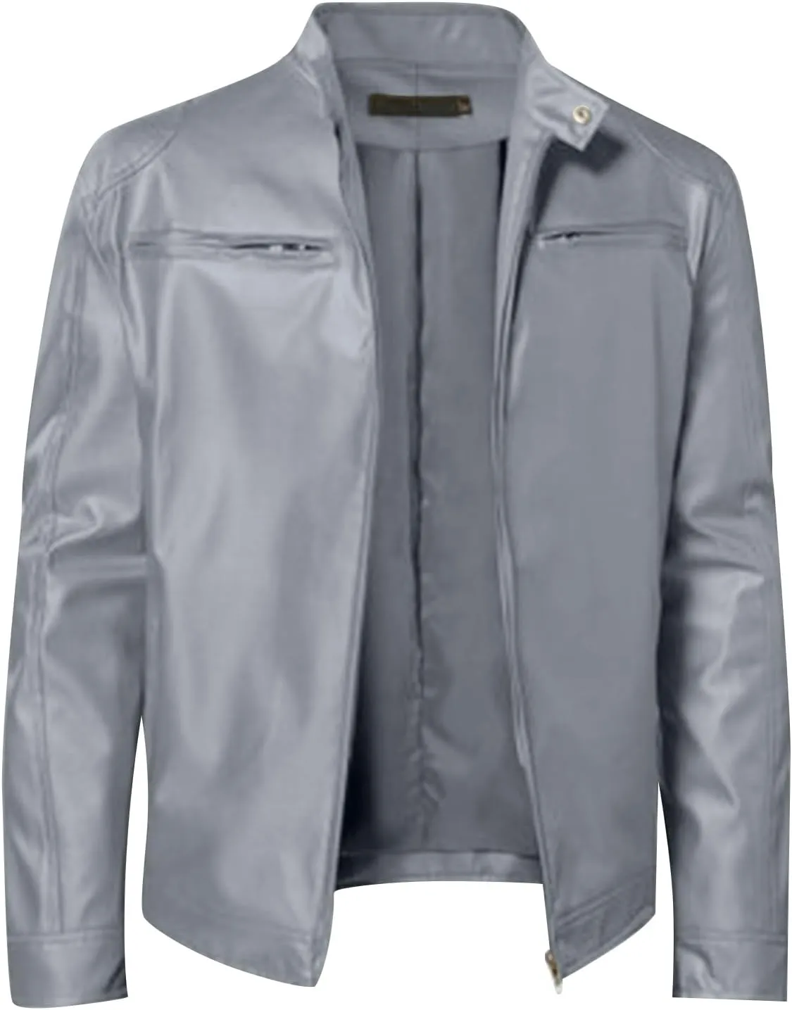 Men'S Leather & Faux Leather Jackets & Coats Fashion Men Autumn Winter Warm Casual Leather Zipper Long Sleeve Jacket Coat
