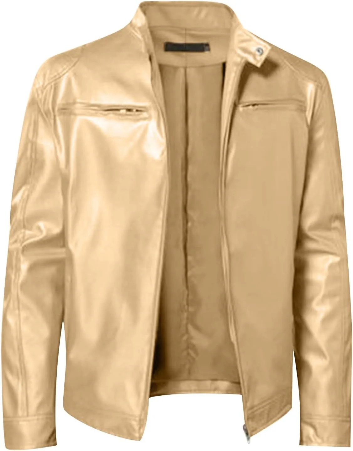 Men'S Leather & Faux Leather Jackets & Coats Fashion Men Autumn Winter Warm Casual Leather Zipper Long Sleeve Jacket Coat