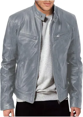 Men'S Leather & Faux Leather Jackets & Coats Fashion Men Autumn Winter Warm Casual Leather Zipper Long Sleeve Jacket Coat