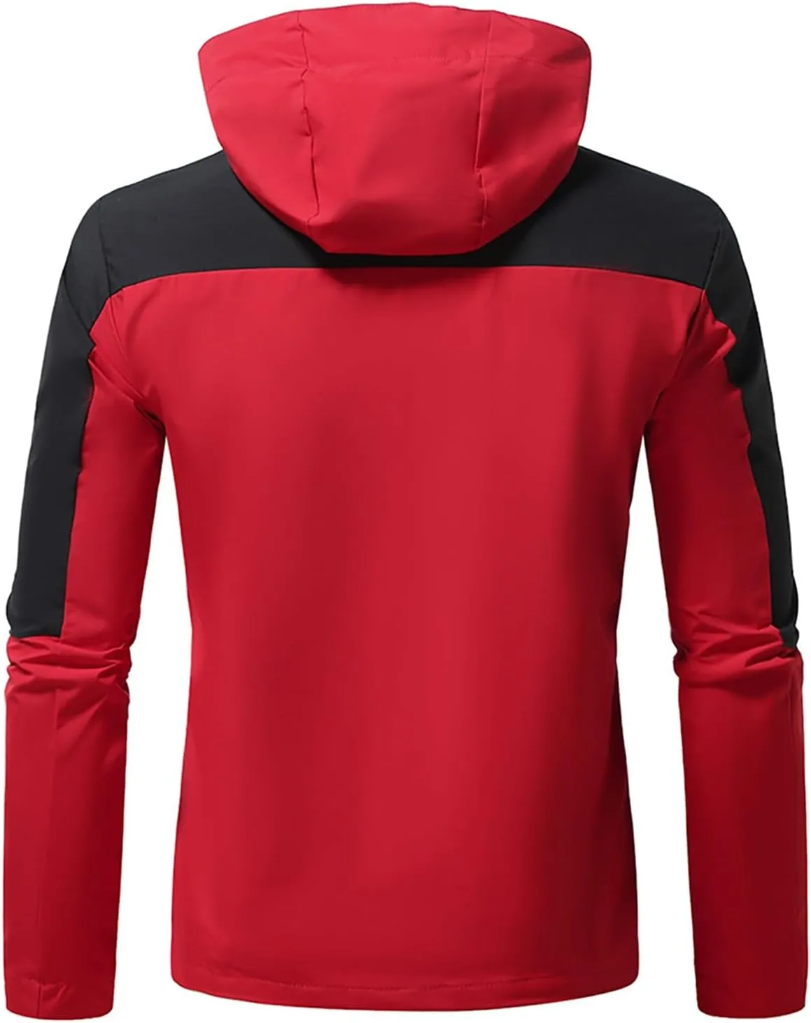 Men's Lightweight Hooded Jacket Outdoor Hiking Coats Color Block Windbreaker