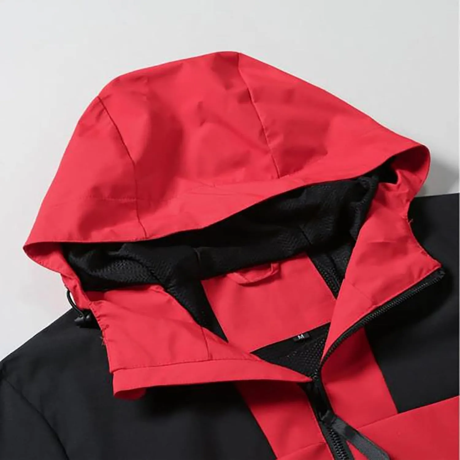 Men's Lightweight Hooded Jacket Outdoor Hiking Coats Color Block Windbreaker