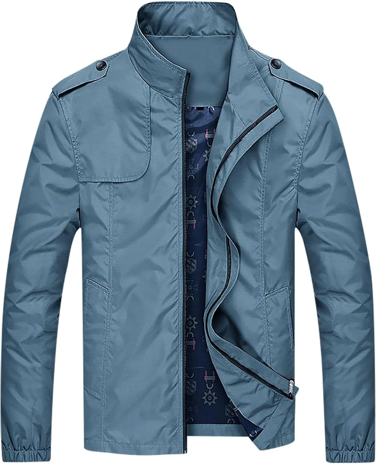 Mens Lightweight Jackets Casual Spring Fall Zip up Long Sleeve Windbreaker Big and Tall Fashion Stylish Outdoor Coats