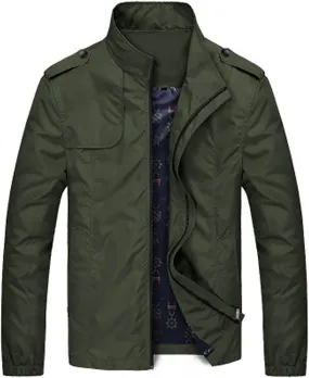 Mens Lightweight Jackets Casual Spring Fall Zip up Long Sleeve Windbreaker Big and Tall Fashion Stylish Outdoor Coats