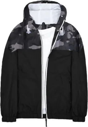 Mens Lightweight Jackets Waterproof Casual Rain Jacket Vintage Patchcolor Windbreaker Packable Raincoat Hiking Travel