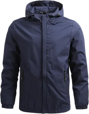 Mens Lightweight Water Resistant Windbreaker Rain Jacket with Hood, for Running, Hiking, and Travel