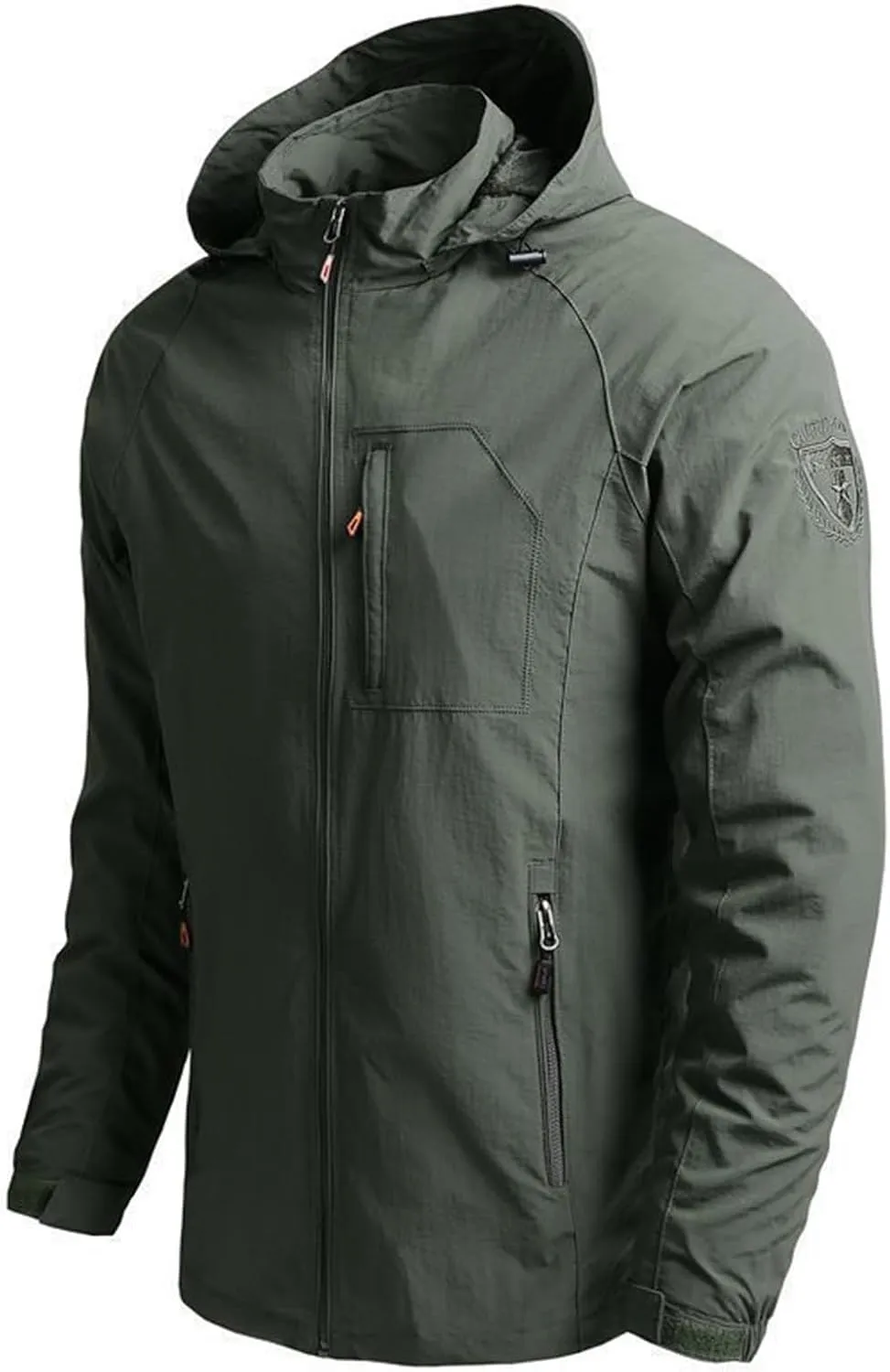 Men's Lightweight Waterproof Cargo Casual Hooded Jacket Softshell Raincoat Outdoor Mountain Hiking Windbreaker Coats
