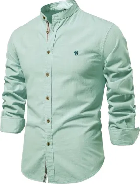 Men's Medium Blue Cotton Casual Button Down Long Sleeve Shirt