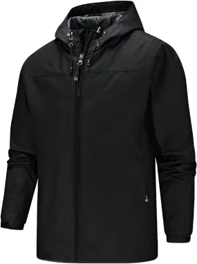 Men's Outdoor Jacket Casual Detachable Hooded Long Sleeve Zipper Thin Coat Jacket Hiking Outdoor Windbreaker Coat
