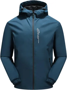 Men's Outdoor Jacket Casual Detachable Hooded Long Sleeve Zipper Thin Coat Jacket Hiking Outdoor Windbreaker Coat