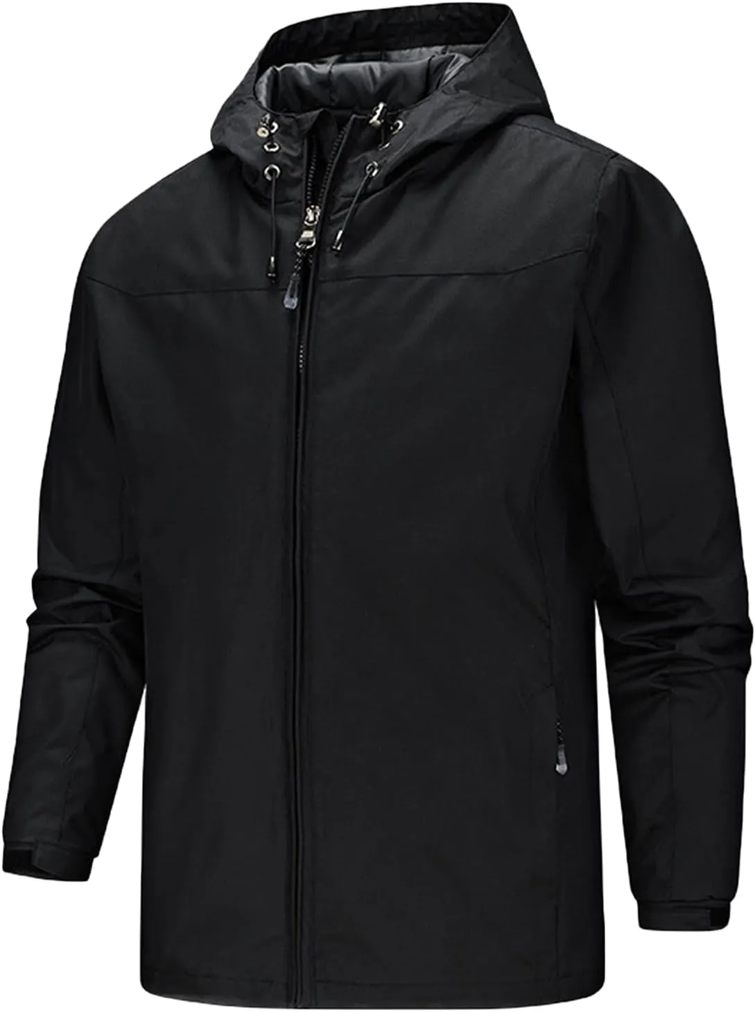 Men's Outdoor Jacket Casual Detachable Hooded Long Sleeve Zipper Thin Coat Jacket Hiking Outdoor Windbreaker Coat