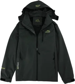 Men's Outdoor Waterproof Jacket Lightweight Zipper Hooded Coat Hiking Travel Windbreaker Outwear Trench Coat