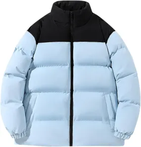 Men's Puffer Jackets Lightweight Warm Windproof Coat Winter Water-Repellent Windbreaker Stand Collar Quilted Jacket