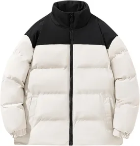 Men's Puffer Jackets Lightweight Warm Windproof Coat Winter Water-Repellent Windbreaker Stand Collar Quilted Jacket