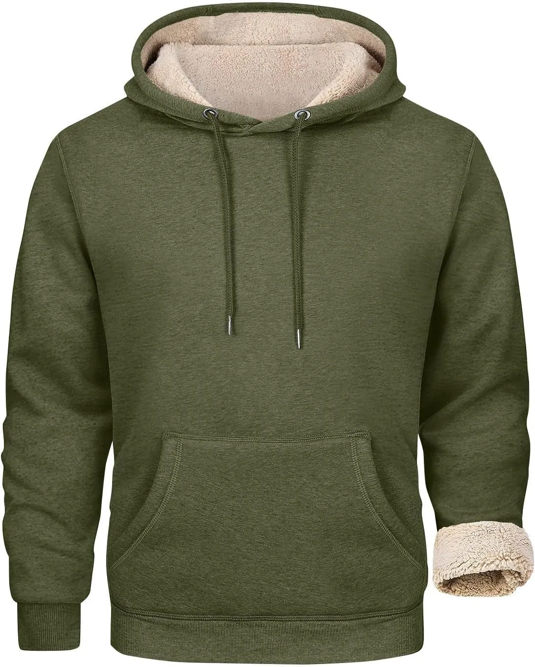 Mens Sherpa Fleece Lined Hoodie Winter Warm Heavyweight Thick Hooded Sweatshirts Kangaroo Pocket Hoodies S-3XL