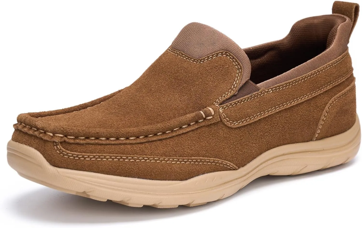 Mens Slip On Loafers Casual Hands Free Slip in Shoes Step in Walking Leather Shoes for Men with Breathable Comfort