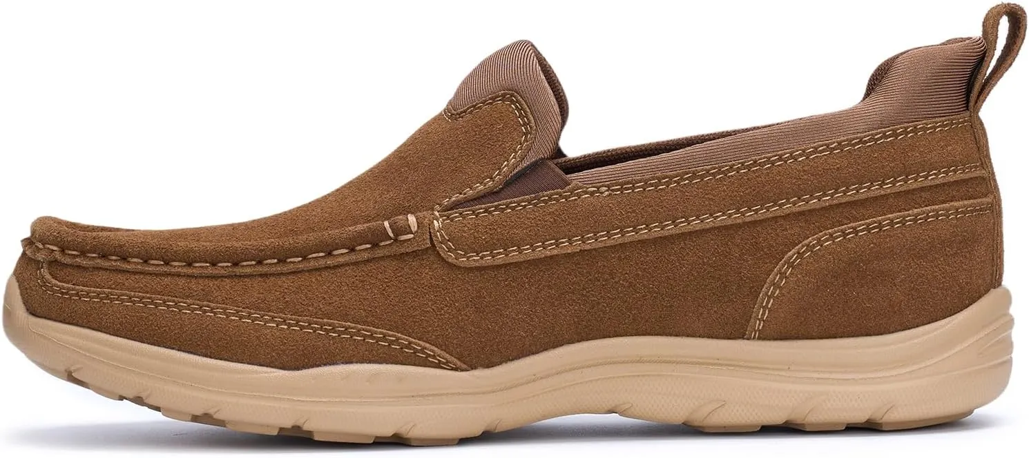 Mens Slip On Loafers Casual Hands Free Slip in Shoes Step in Walking Leather Shoes for Men with Breathable Comfort