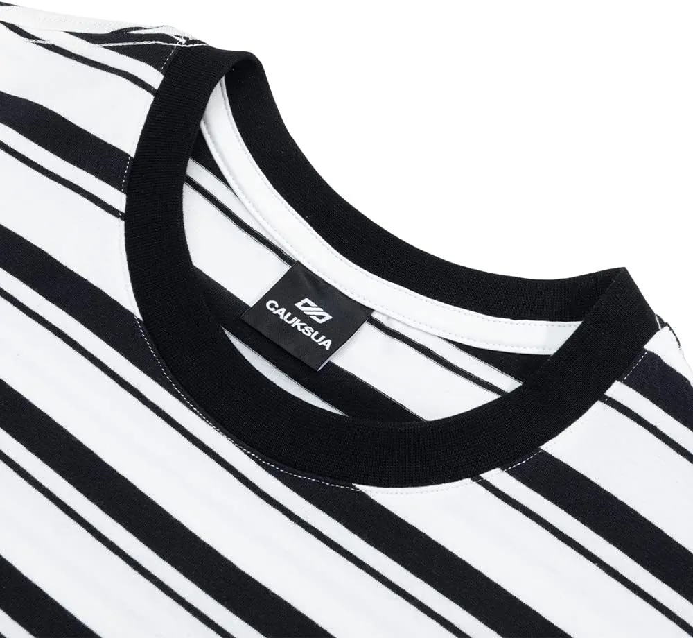 Mens Striped T-Shirt Crewneck Short Sleeve T-Shirt Men's Cotton T-Shirt