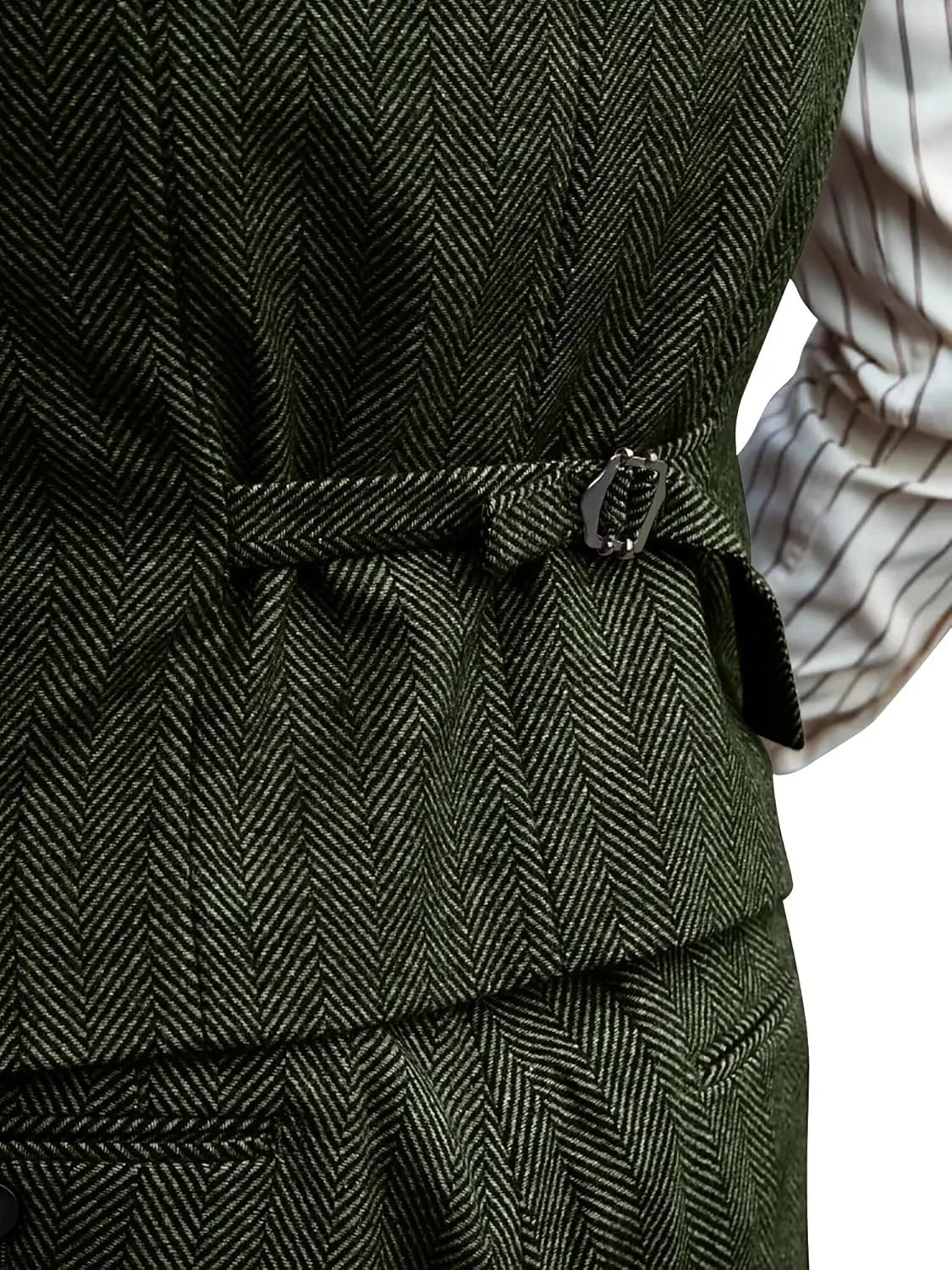 Mens Suit 3 Piece Tweed Herringbone Tuxedo Suit Wedding Suits for Mens Blazer Jacket Double Breasted Vest Pants Set