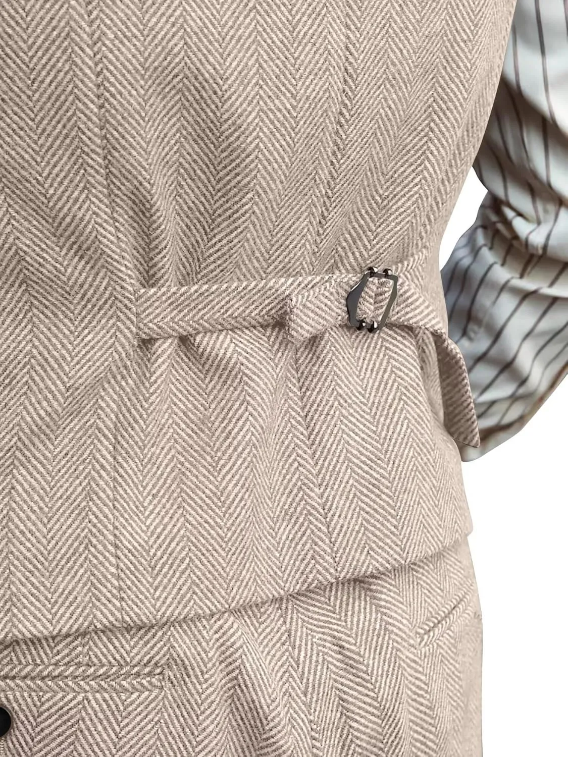 Mens Suit 3 Piece Tweed Herringbone Tuxedo Suit Wedding Suits for Mens Blazer Jacket Double Breasted Vest Pants Set